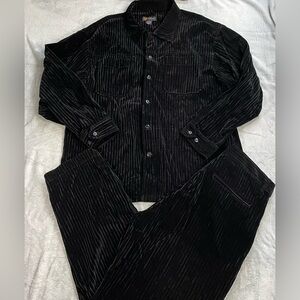 GodBody Streetwear Hip Hop Set XXL / 38x33 Men’s Black Velour Corduroy Vintage
